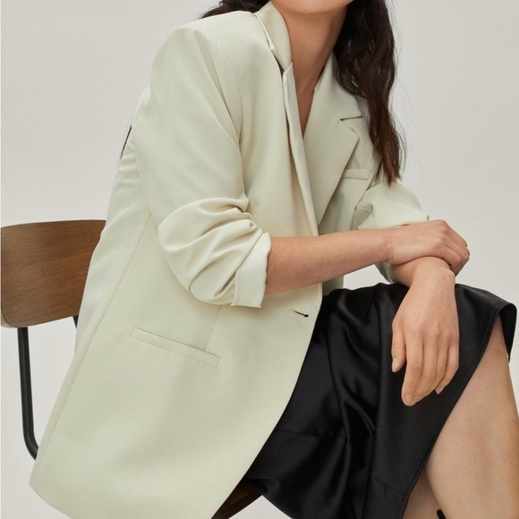 NWT Nasty Gal Oversized Single Breasted Blazer in Sage Size 6 - Picture 2 of 10